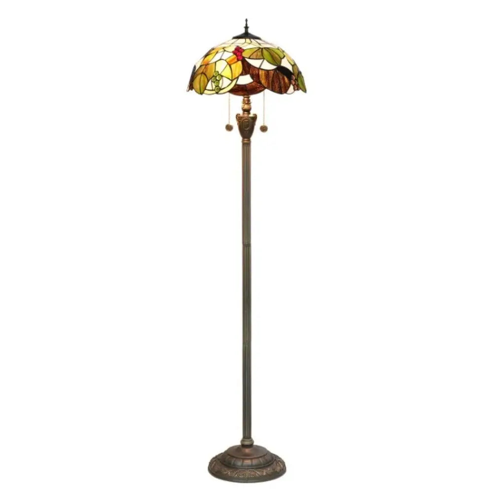 Dia40cm Stained Glass Brown Grape Lampshade Tiffany Floor Lamps for Living Room - CTL