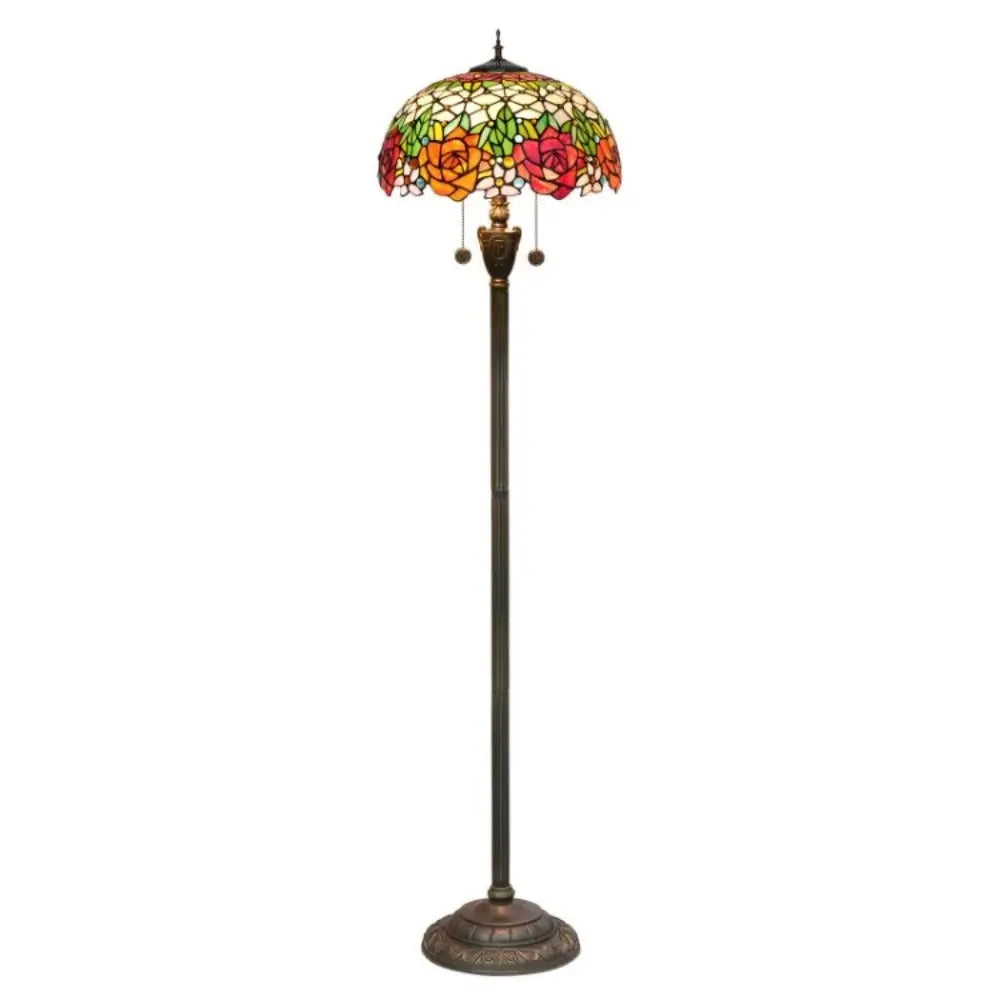 Dia40cm Stained Glass Gorgeous Rose Lampshade Tiffany Style Floor Lamps for Sale - CTL