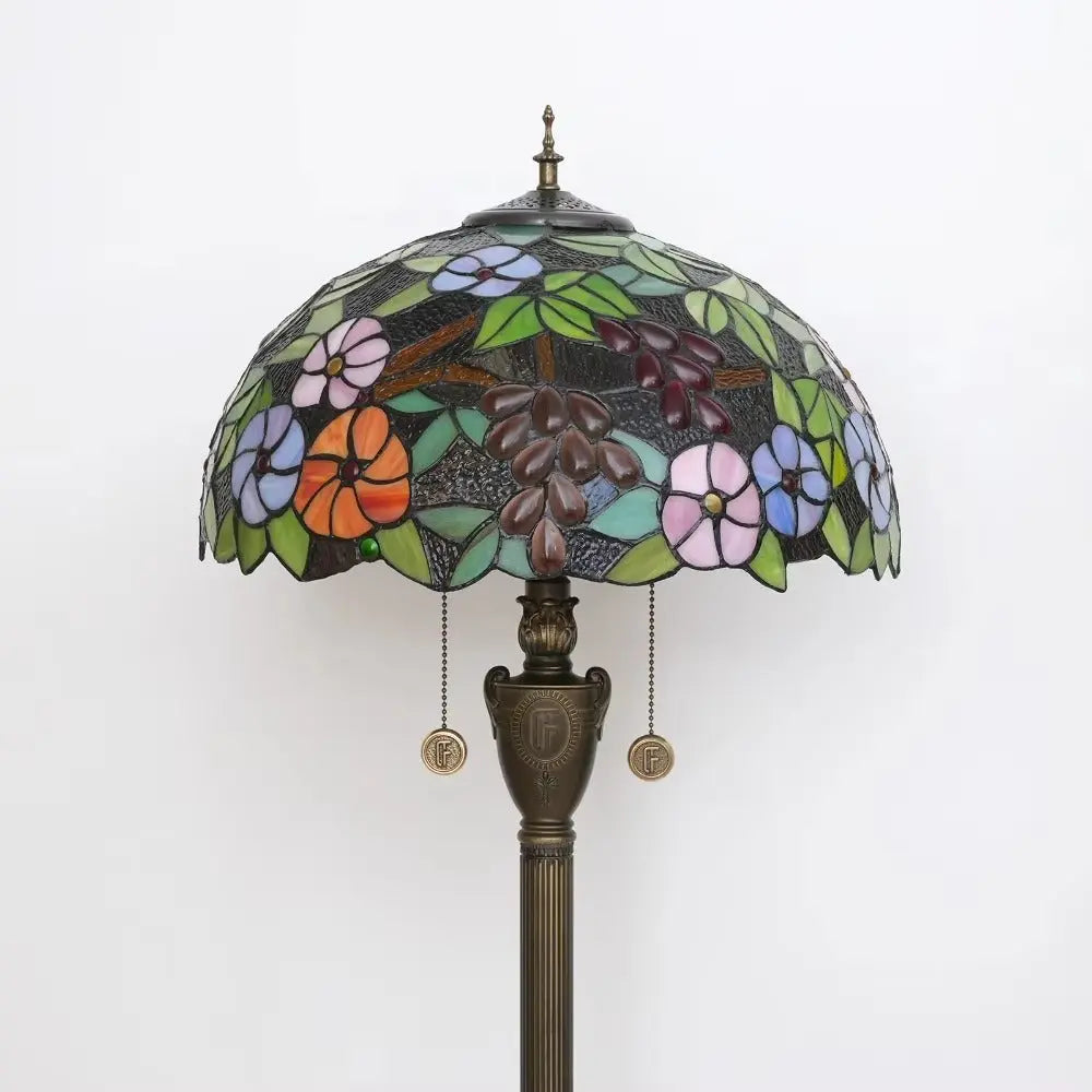 Dia40cm Grape Flower Lampshade Tiffany Stained Glass Floor Lamp - CTL