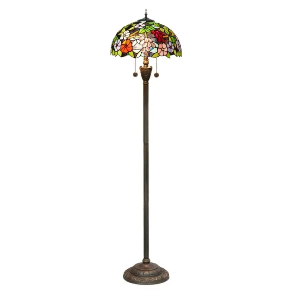Dia40cm Stained Glass Grape Flower Lampshade Tiffany Style Standing Lamp - CTL