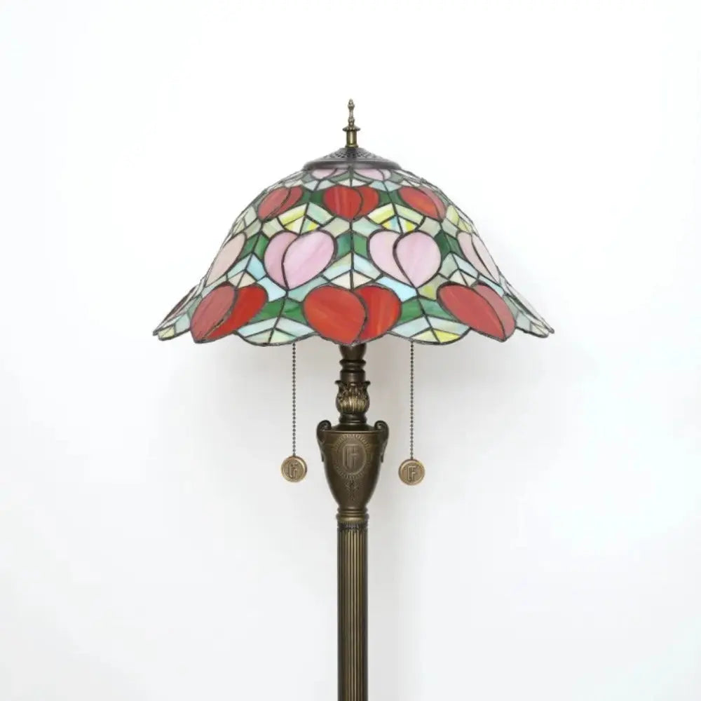 Dia40cm Pink Peach Art Lampshade Tiffany Stained Glass Floor Lamp - CTL
