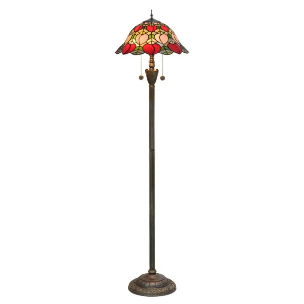 Dia40cm Pink Peach Art Lampshade Tiffany Stained Glass Floor Lamp - CTL