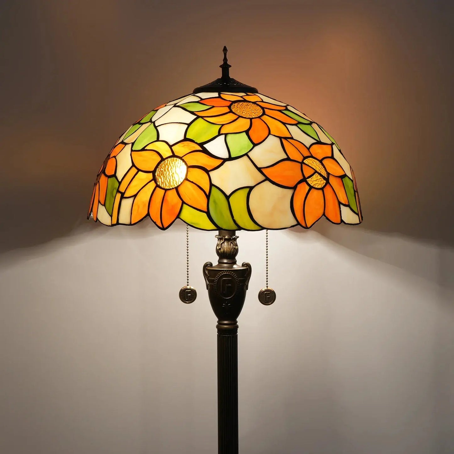 Dia40cm Sunflower Tiffany Lamp Lampshade Vintage Stained Glass Floor Lamps - CTL