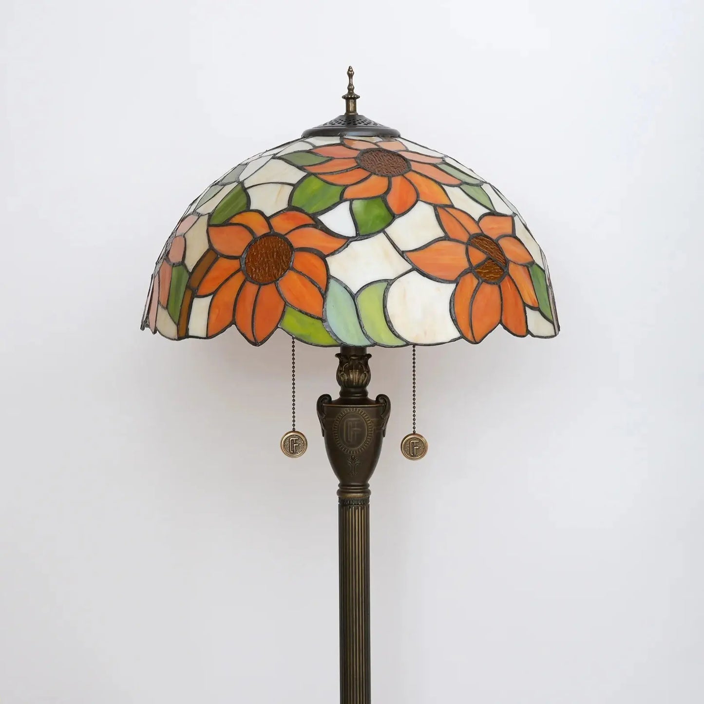 Dia40cm Sunflower Tiffany Lamp Lampshade Vintage Stained Glass Floor Lamps - CTL
