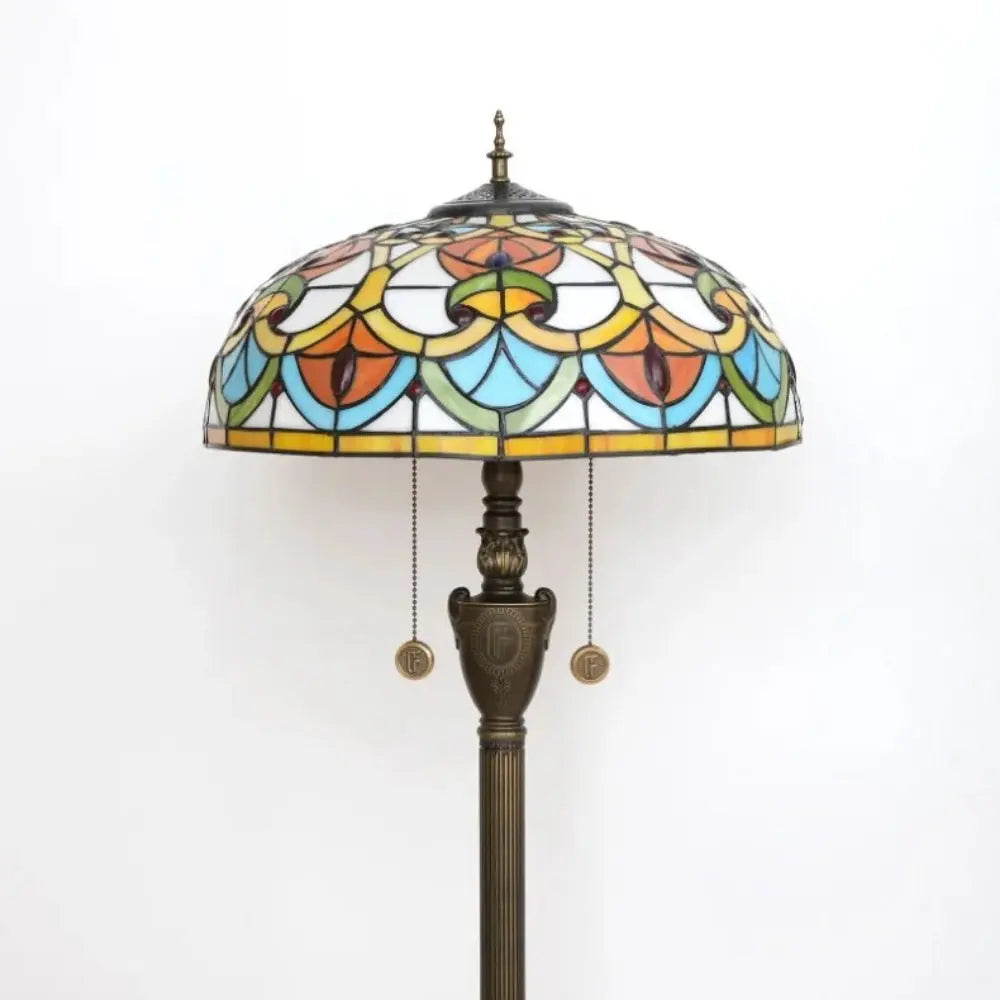 Dia40cm Tiffany Peach Heart Beads Lampshade Stained Glass Floor Lamp - CTL