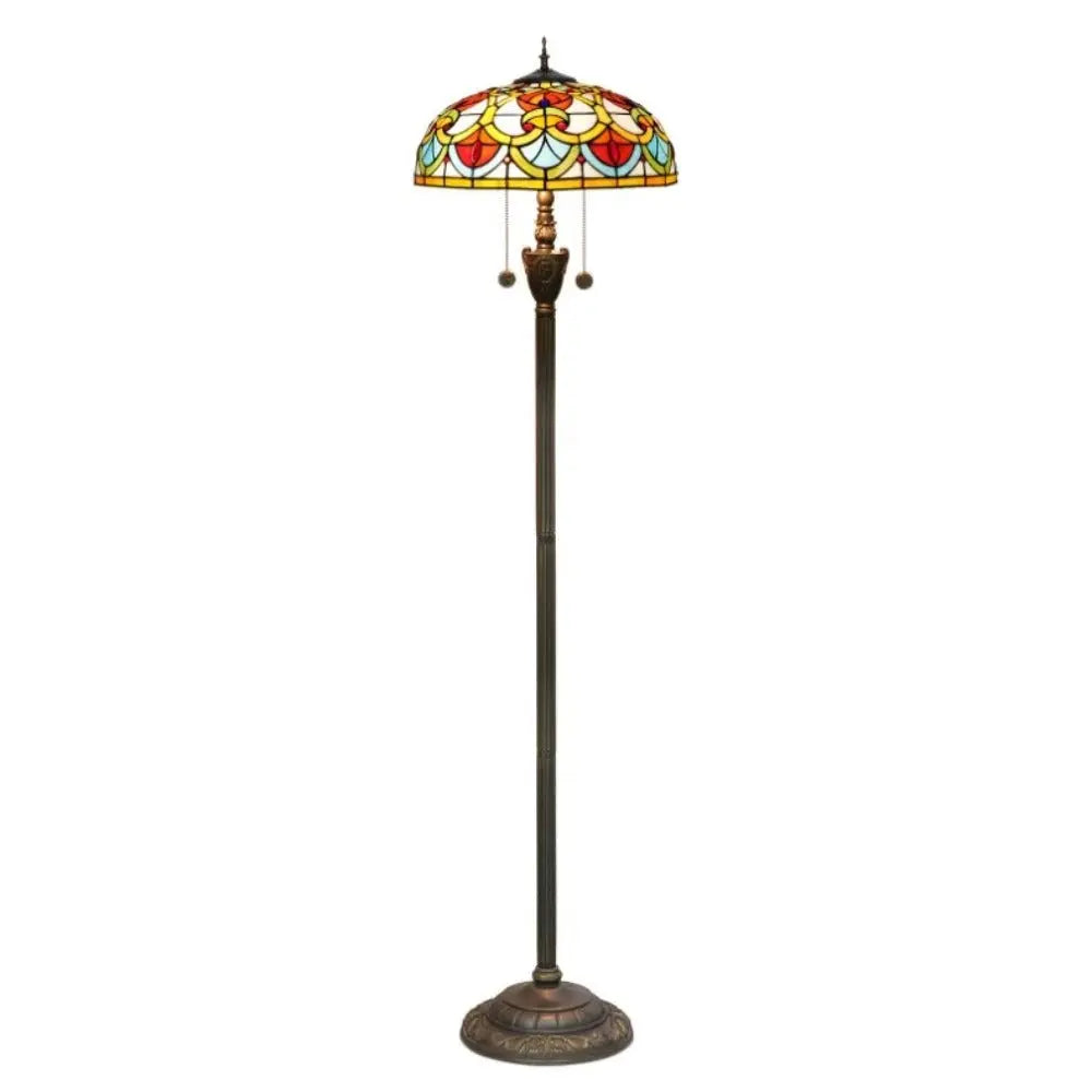 Dia40cm Tiffany Peach Heart Beads Lampshade Stained Glass Floor Lamp - CTL