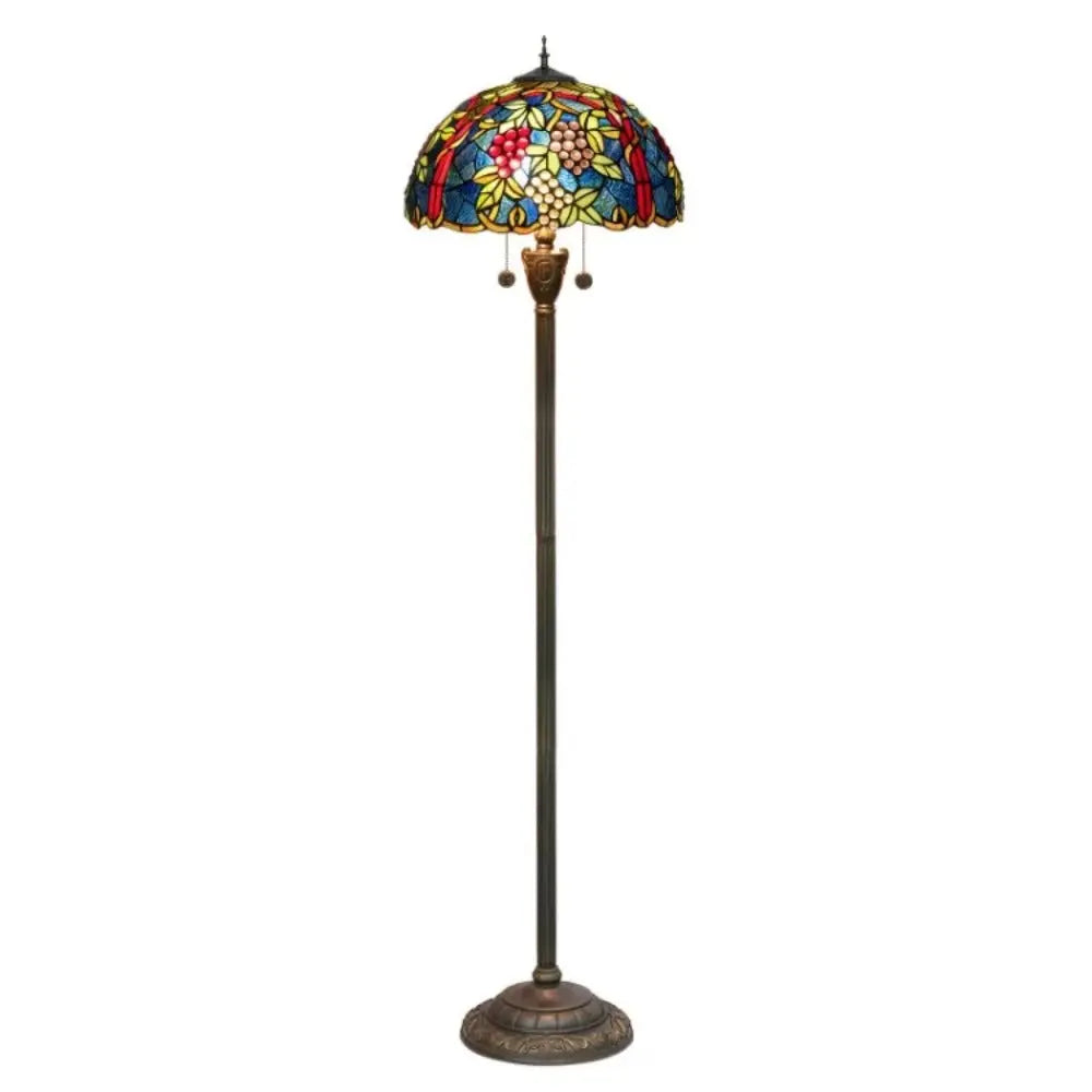 Dia43cm Stained Glass Grape Fruit Art Lampshade Tiffany Standing Floor Lamp - CTL