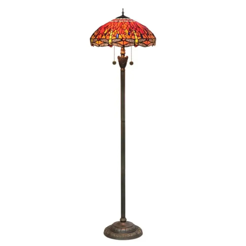 Dia45cm Stained Glass Red Dragonfly Lampshade Vintage Tiffany Floor Lamps for Sale - CTL
