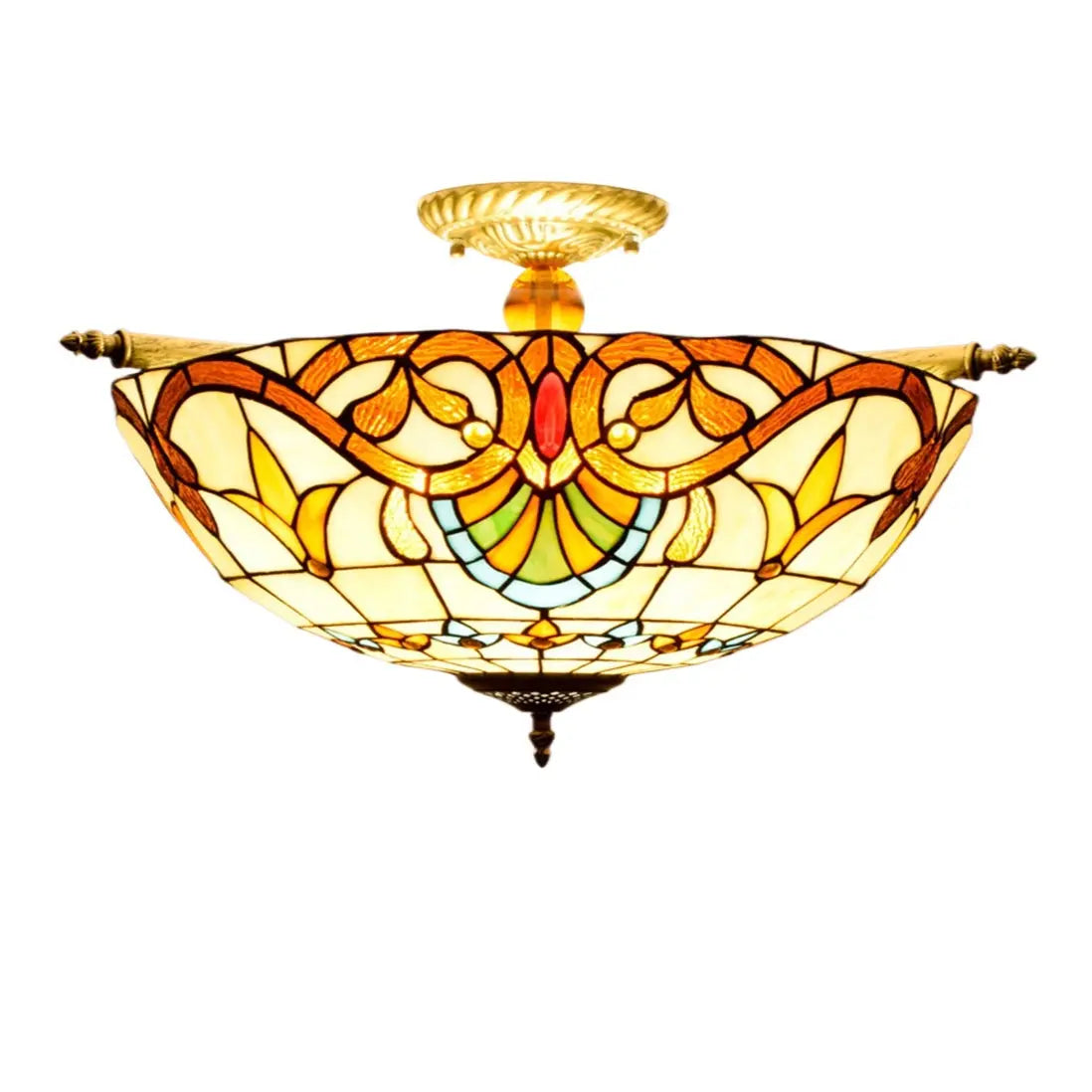Dia55cm Stained Glass Baroque Lampshade Large Tiffany Style Ceiling Lamp - CTL