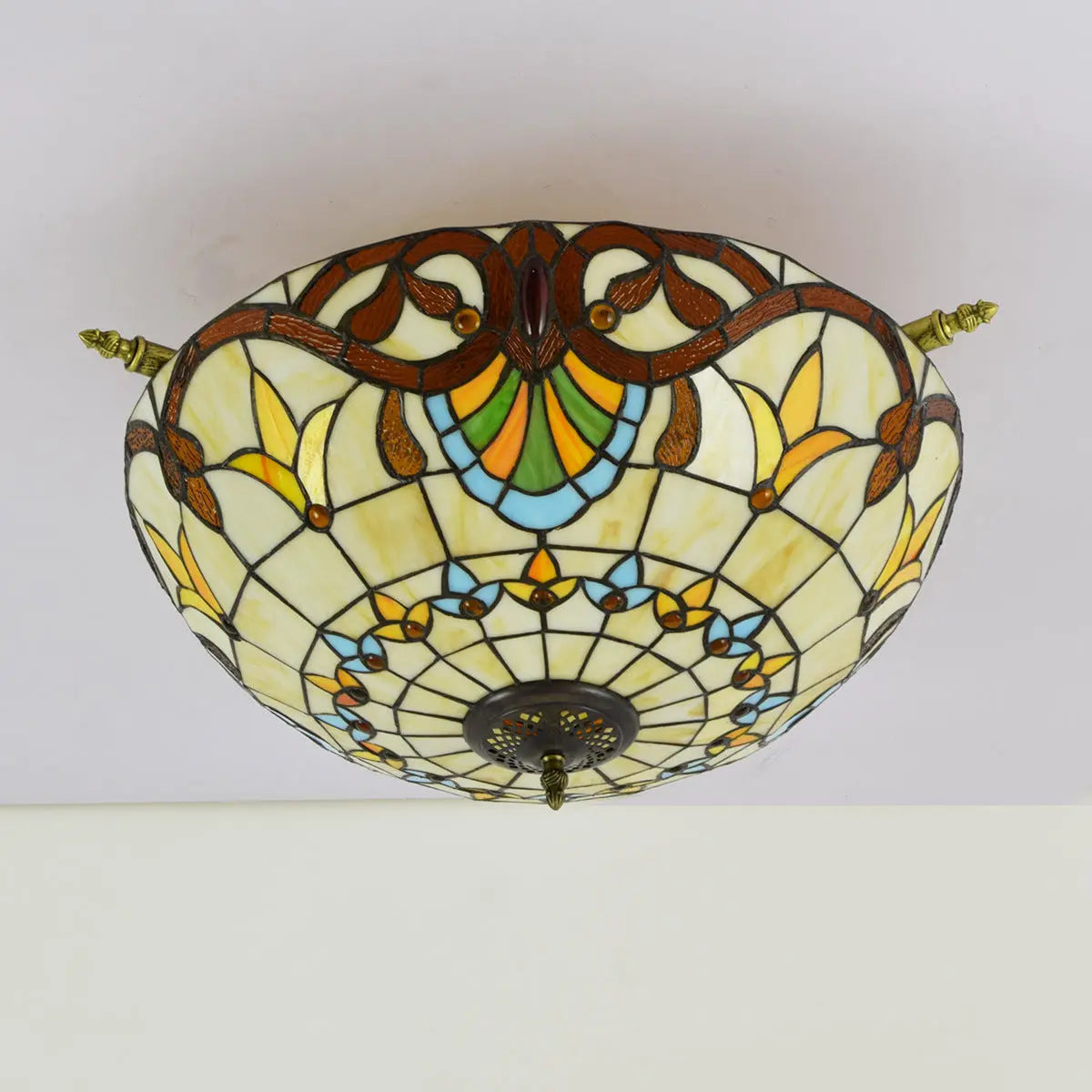Dia55cm Stained Glass Baroque Lampshade Large Tiffany Style Ceiling Lamp - CTL