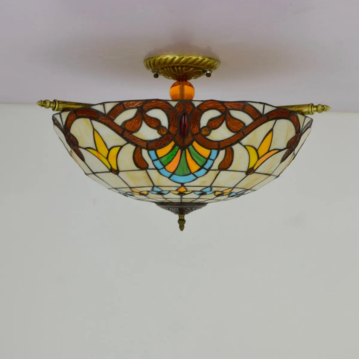 Dia55cm Stained Glass Baroque Lampshade Large Tiffany Style Ceiling Lamp - CTL