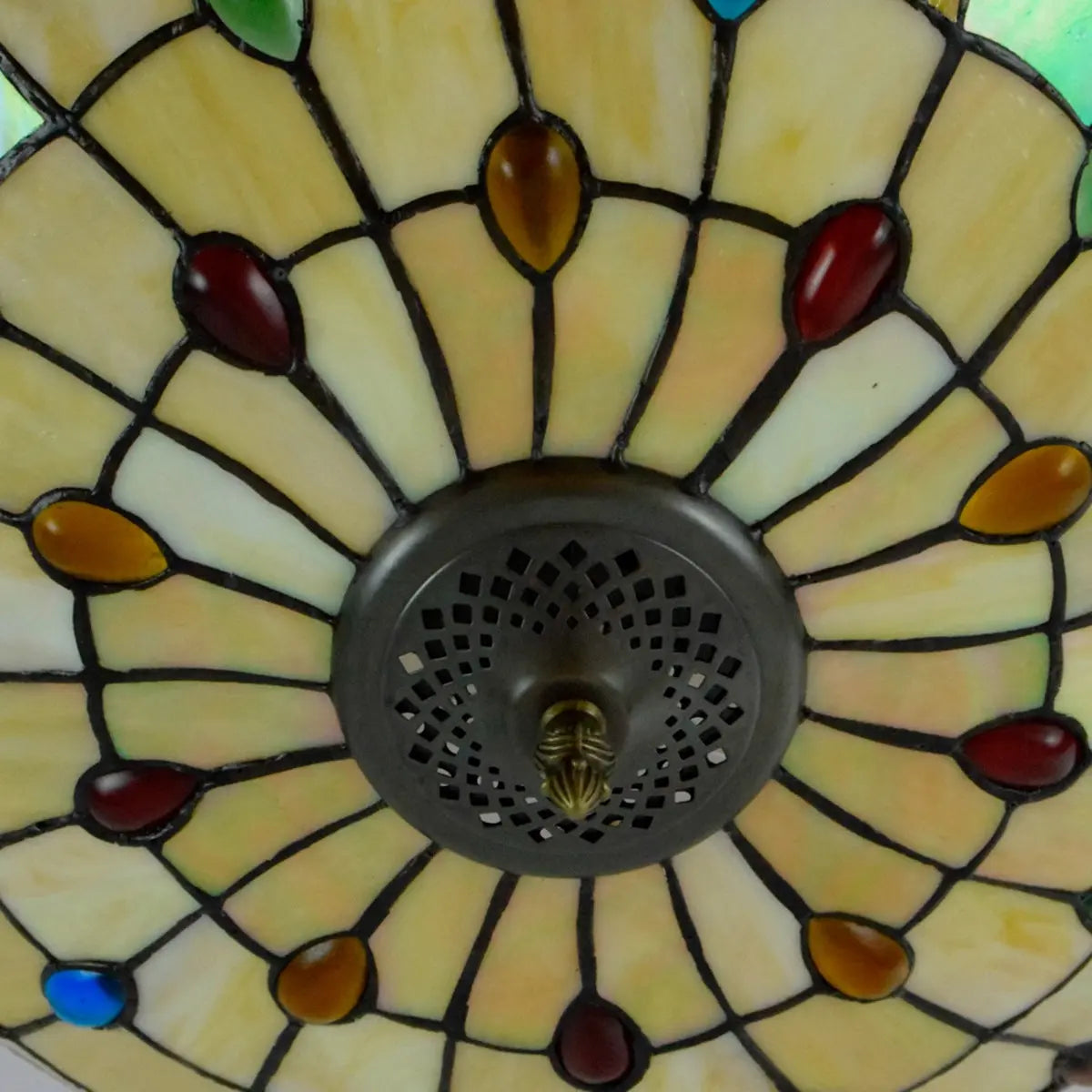 Dia55cm Stained Glass Beads Lampshade Large Yellow Tiffany Lamp Ceiling Light - CTL