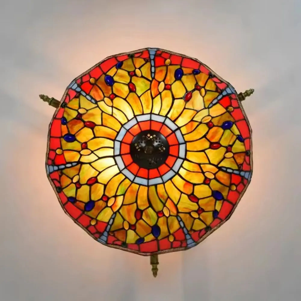 Dia55cm Stained Glass Dragonfly Lampshade Large Tiffany Ceiling Light - CTL