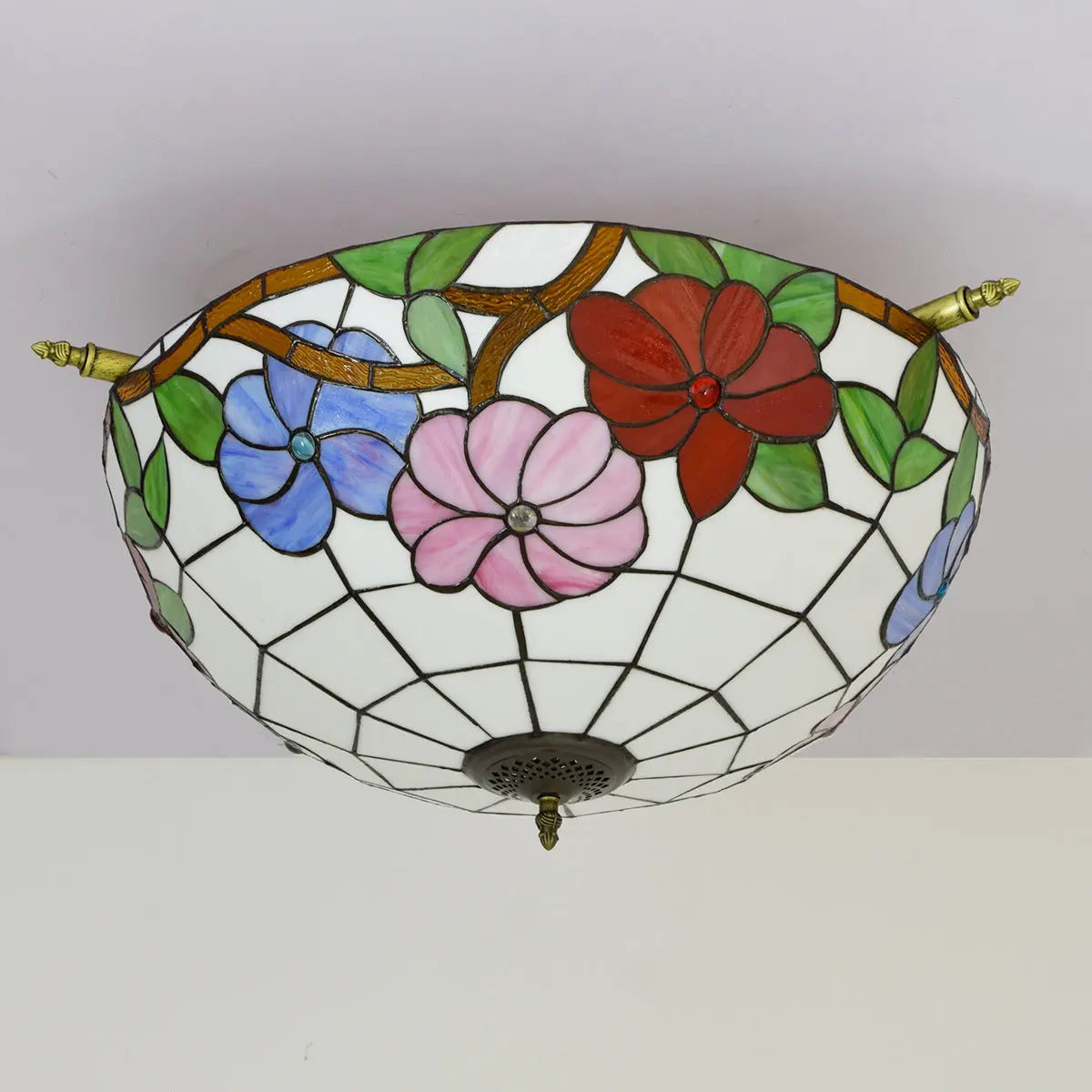 Dia55cm Stained Glass Morning Glory Lampshade Large Tiffany Ceiling Lamp - CTL