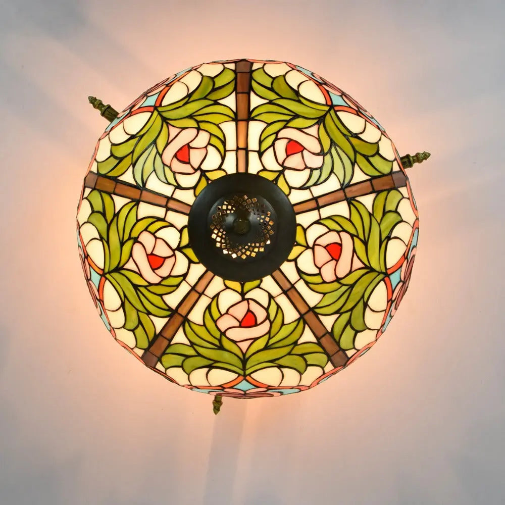Dia55cm Stained Glass Peach Lampshade Large Tiffany Ceiling Lamp - CTL