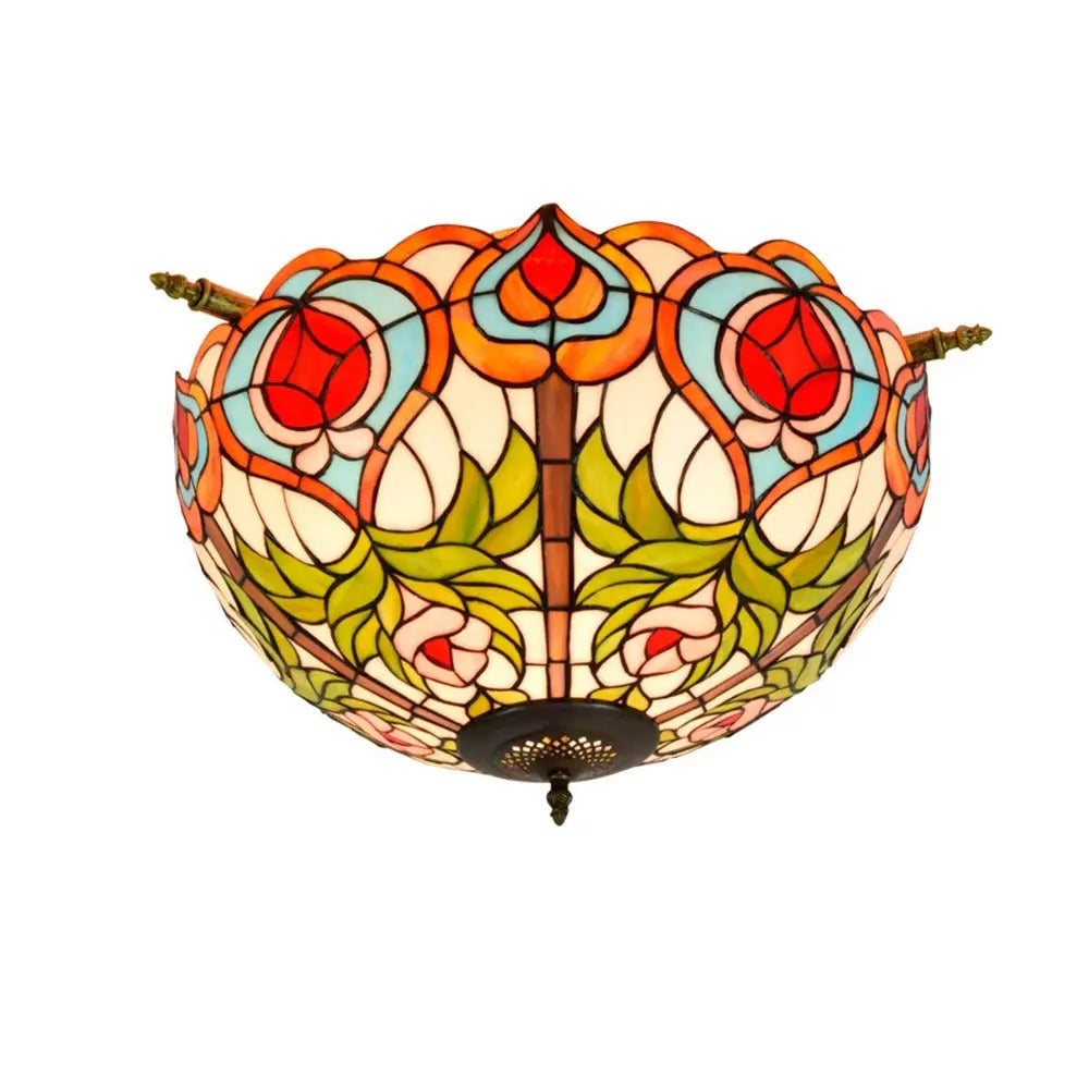 Dia55cm Stained Glass Peach Lampshade Large Tiffany Ceiling Lamp - CTL