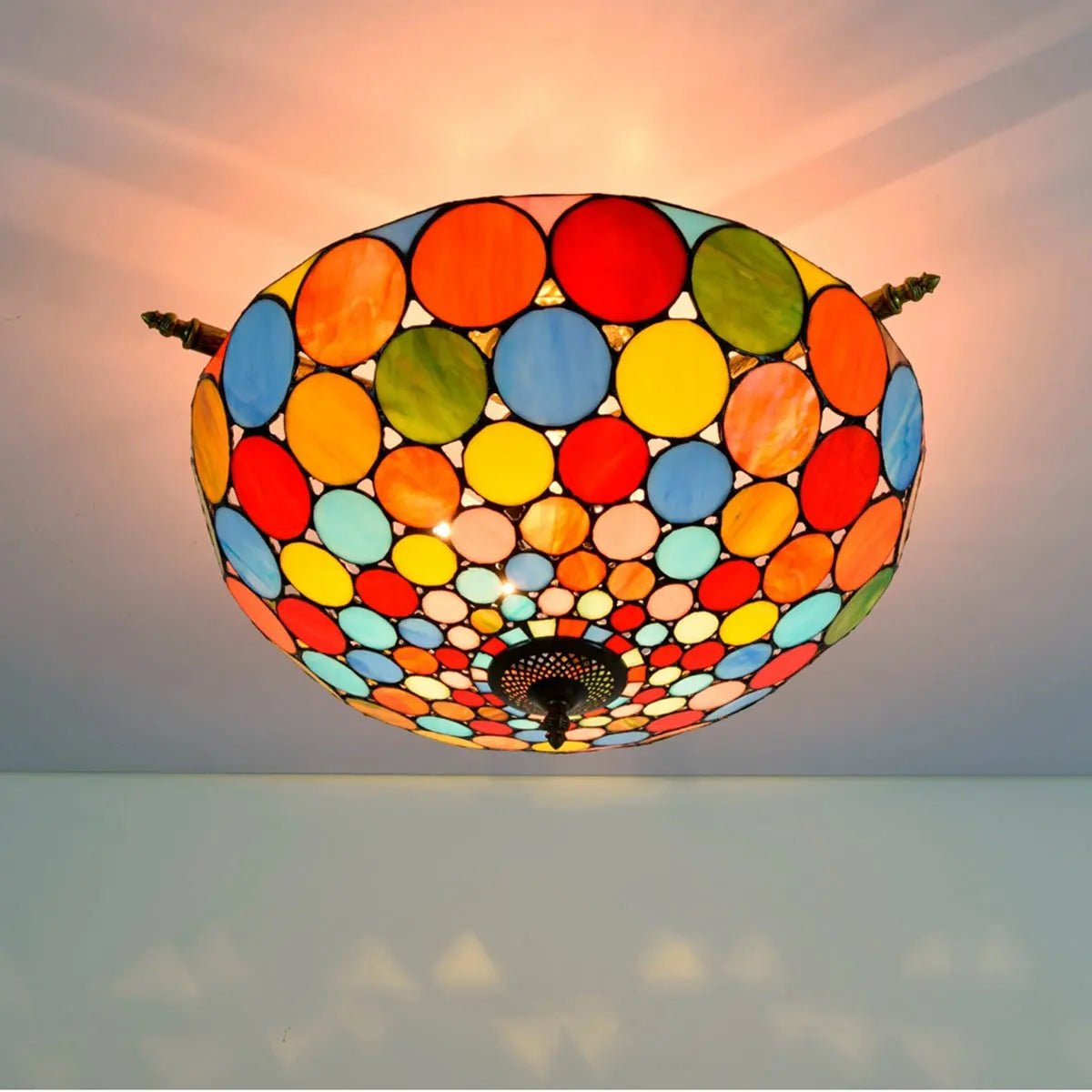 Dia55cm Stained Glass Bohemia Lampshade Large Tiffany Ceiling Light - CTL