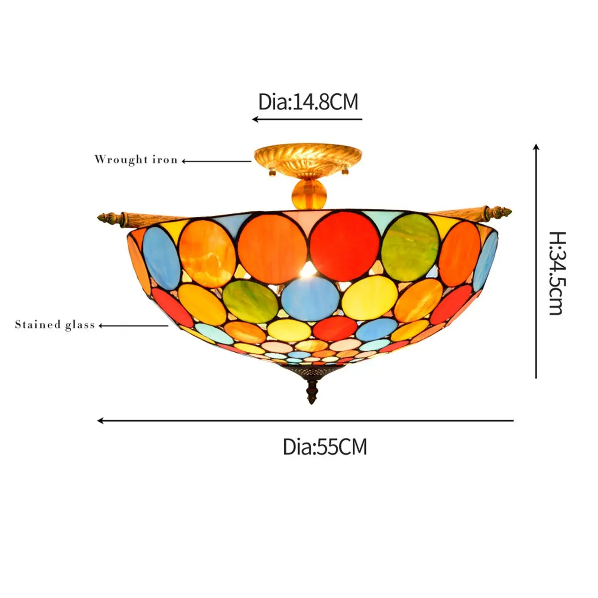 Dia55cm Stained Glass Bohemia Lampshade Large Tiffany Ceiling Light - CTL