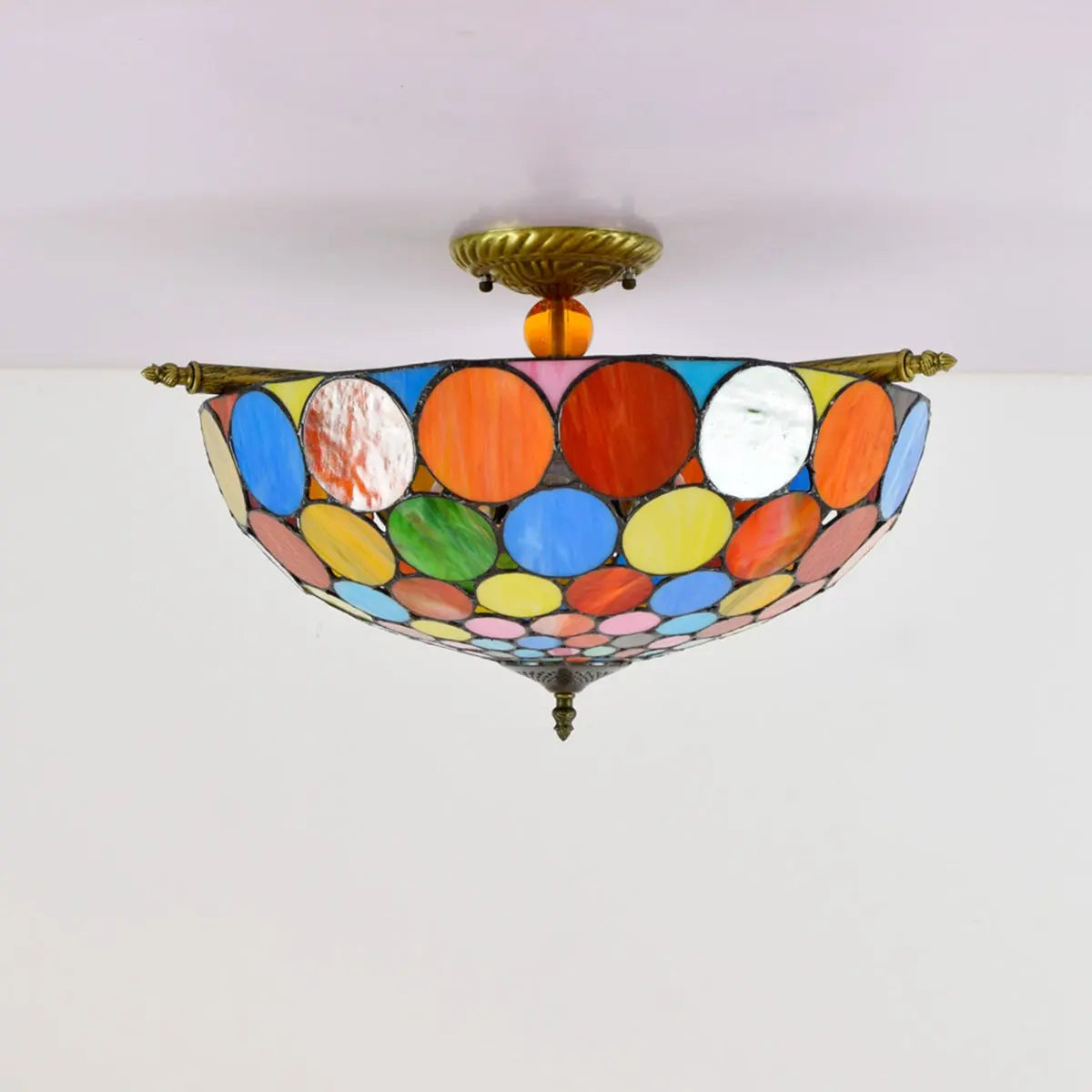 Dia55cm Stained Glass Bohemia Lampshade Large Tiffany Ceiling Light - CTL