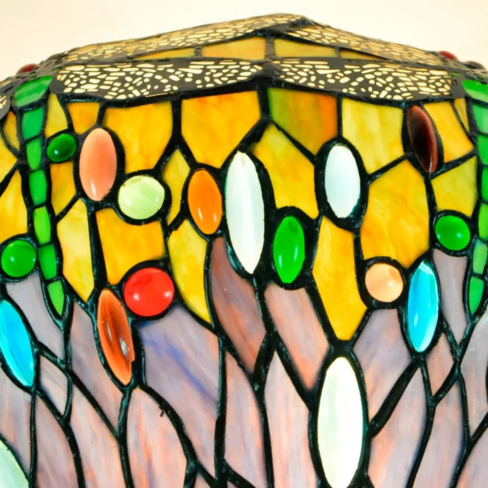 Dia55cm Stained Glass Dragonfly Lampshade Tiffany Style Flush Mount Ceiling Light - CTL
