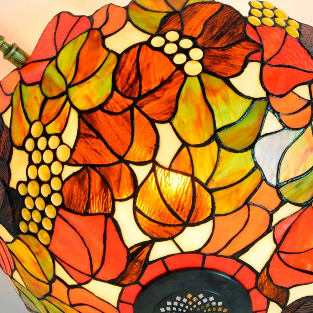 Dia55cm Stained Glass Grape Floral Lampshade Large Tiffany Style Ceiling Lamp - CTL