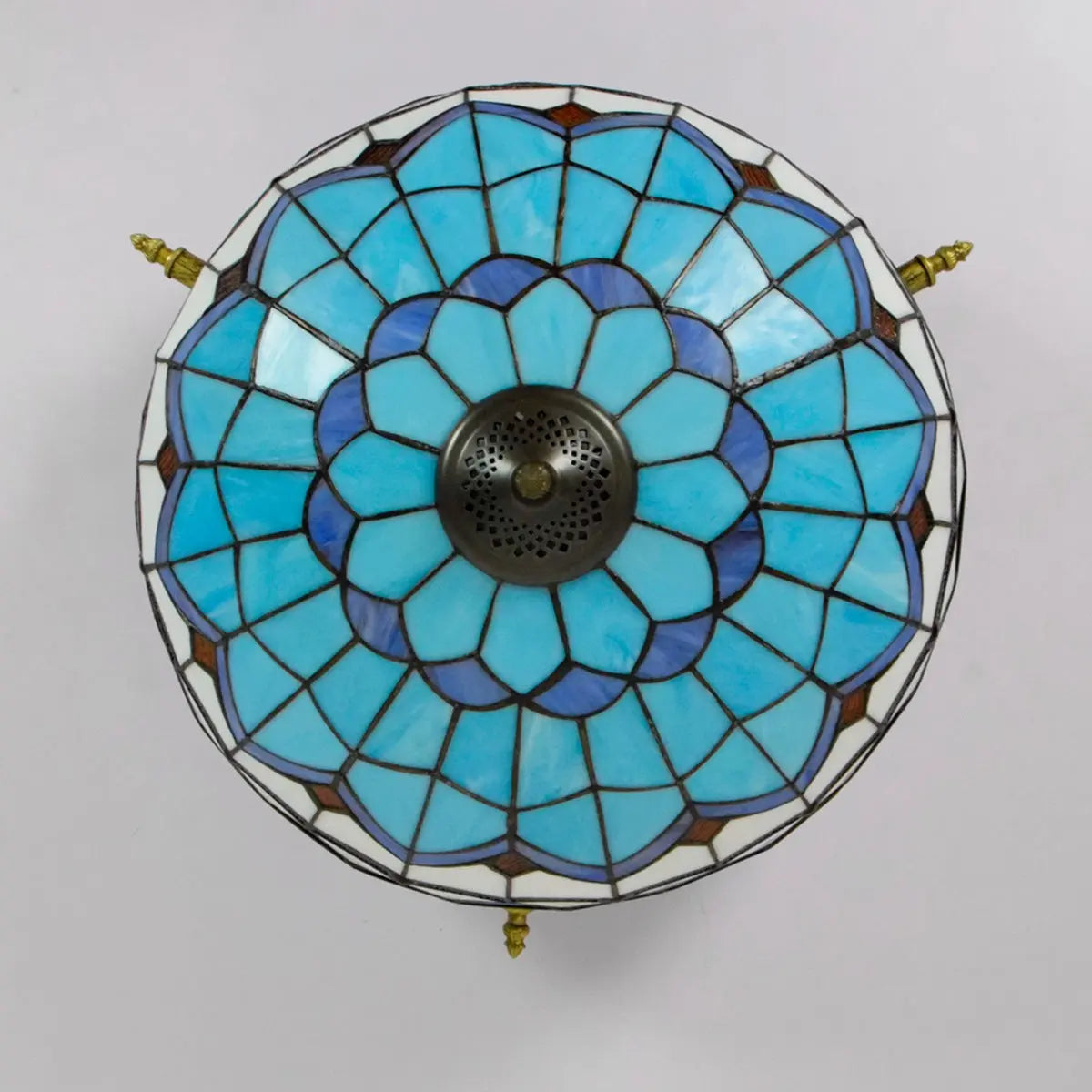 Dia55cm Stained Glass Blue Lampshade Large Tiffany Ceiling Light - CTL