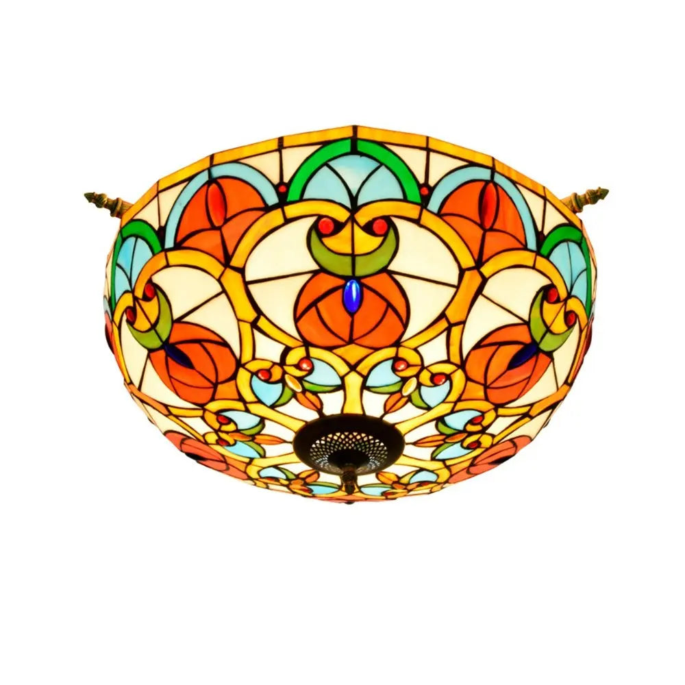 Dia55cm Stained Glass Peach Heart Beads Lampshade Tiffany Antique Ceiling Lights - CTL
