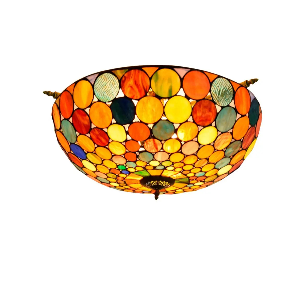 Dia65cm Stained Glass Bohemia Spots Lampshade Large Tiffany Ceiling Lamp - CTL
