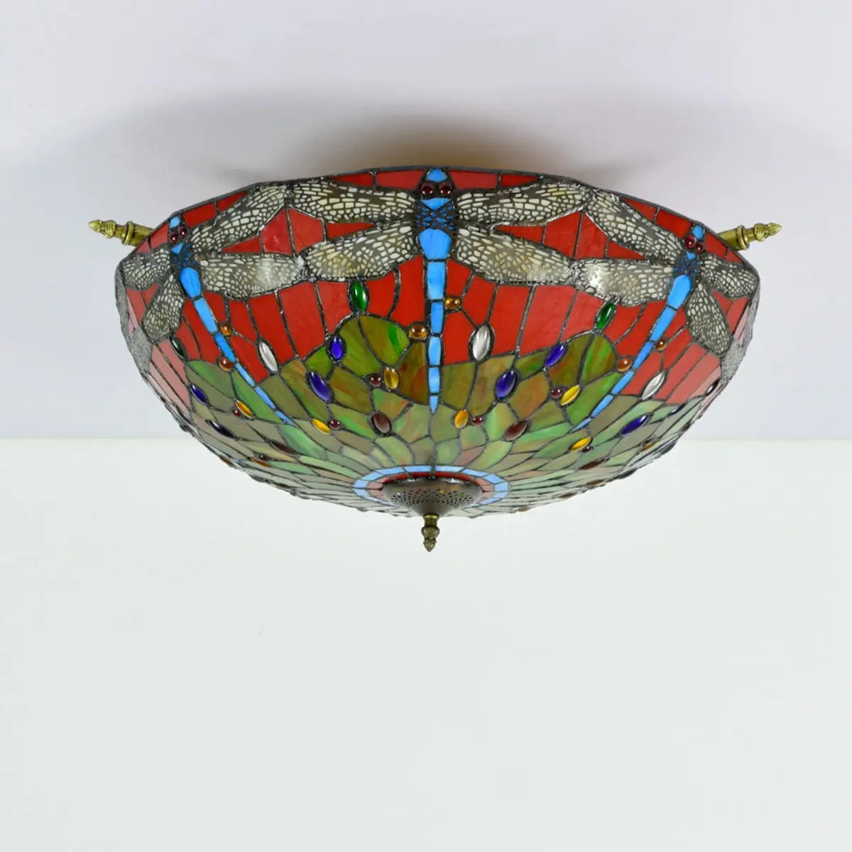 Dia65cm Stained Glass Dragonfly Lampshade Large Tiffany Ceiling Lamp - CTL