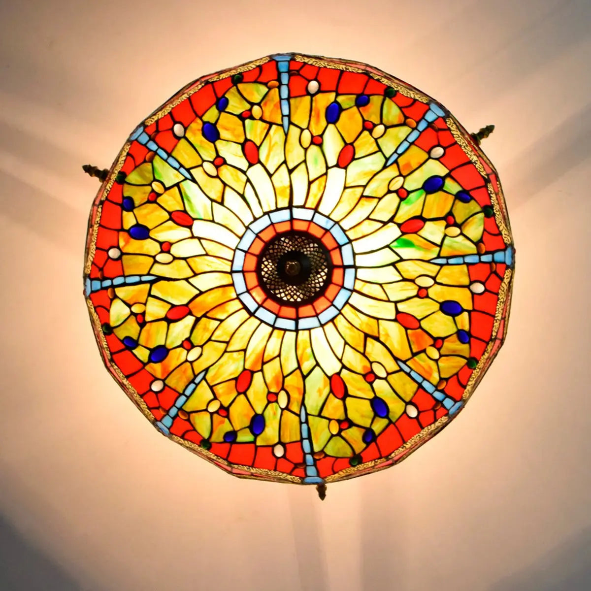Dia65cm Stained Glass Dragonfly Lampshade Large Tiffany Ceiling Lamp - CTL