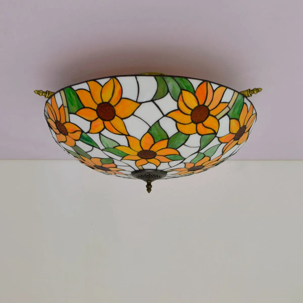 Dia65cm Stained Glass Sunflower Lampshade Large Tiffany Ceiling Lamp Classical Tiffany Lamp