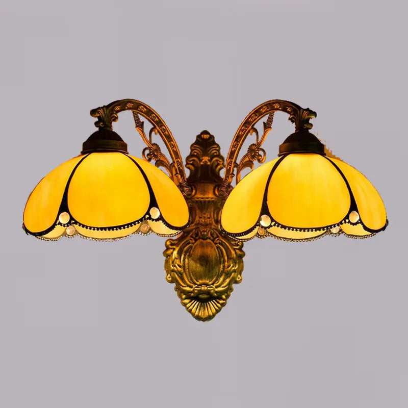 Antique Stained Glass Tiffany Double Head Wall Sconce Lighting - CTL
