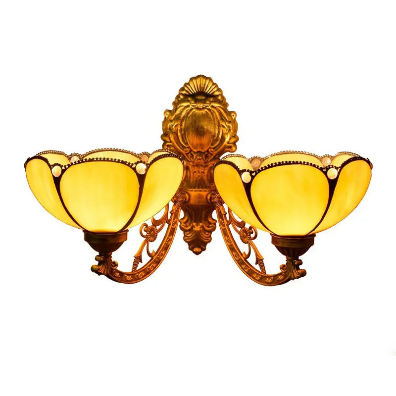 Antique Stained Glass Tiffany Double Head Wall Sconce Lighting - CTL