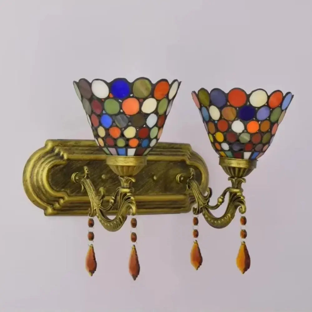 2 Light Sconce Wall Lighting Antique Tiffany Stained Glass Bohemian Sconce - CTL
