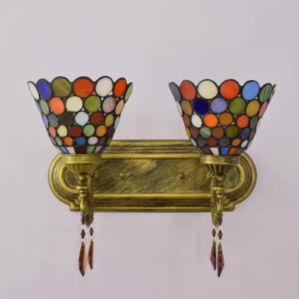 2 Light Sconce Wall Lighting Antique Tiffany Stained Glass Bohemian Sconce - CTL