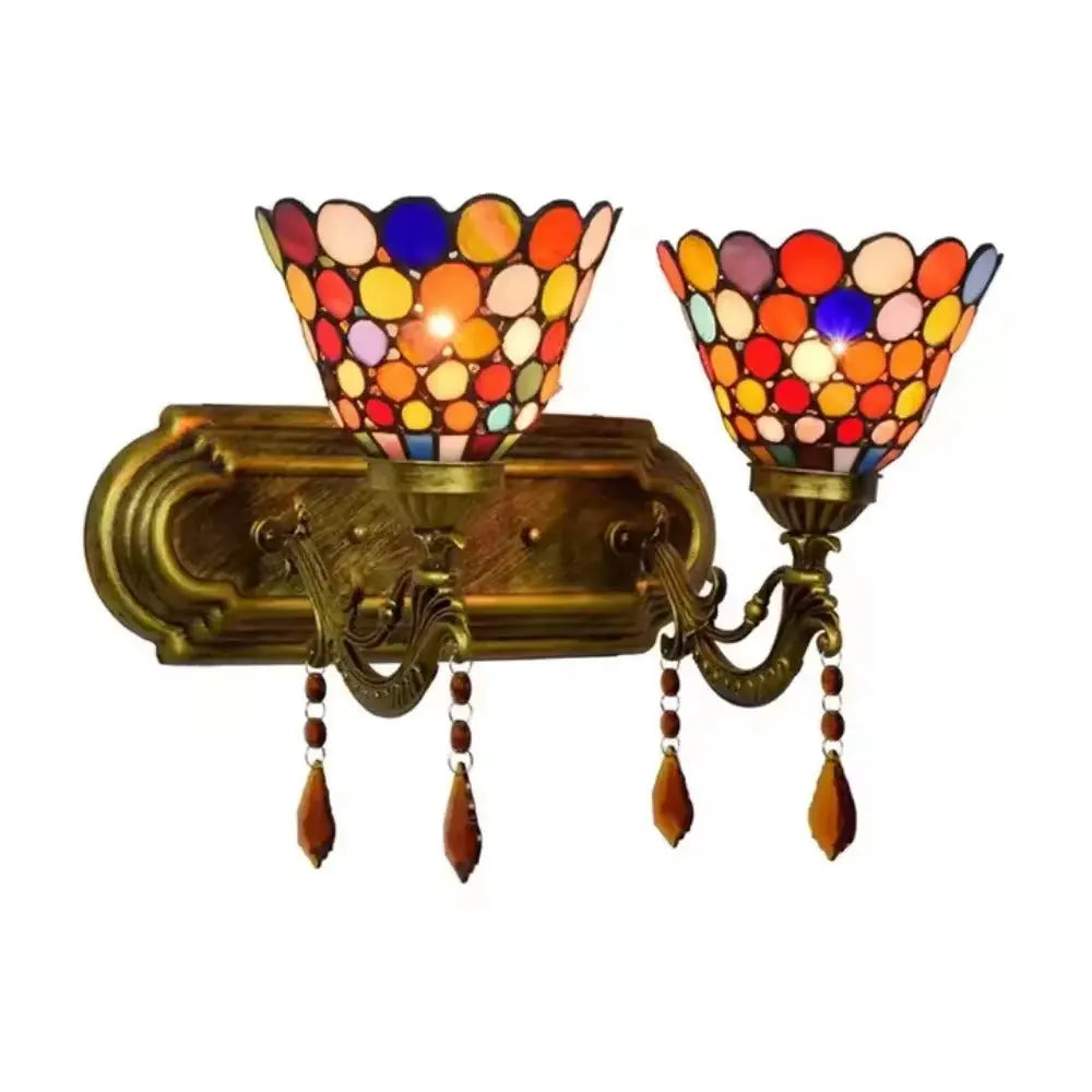 2 Light Sconce Wall Lighting Antique Tiffany Stained Glass Bohemian Sconce - CTL