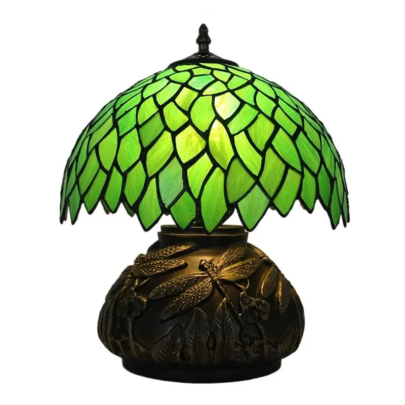 12inch Tiffany Stained Glass Pearl Hummingbird Lampshade Vintage Desk Lamp - CTL