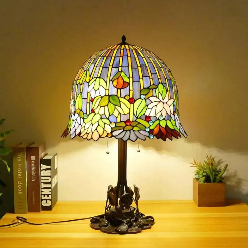 16inch 40cm Large Tiffany Style Table Lamps Stained Glass Rose Lampshade Desk Light - CTL