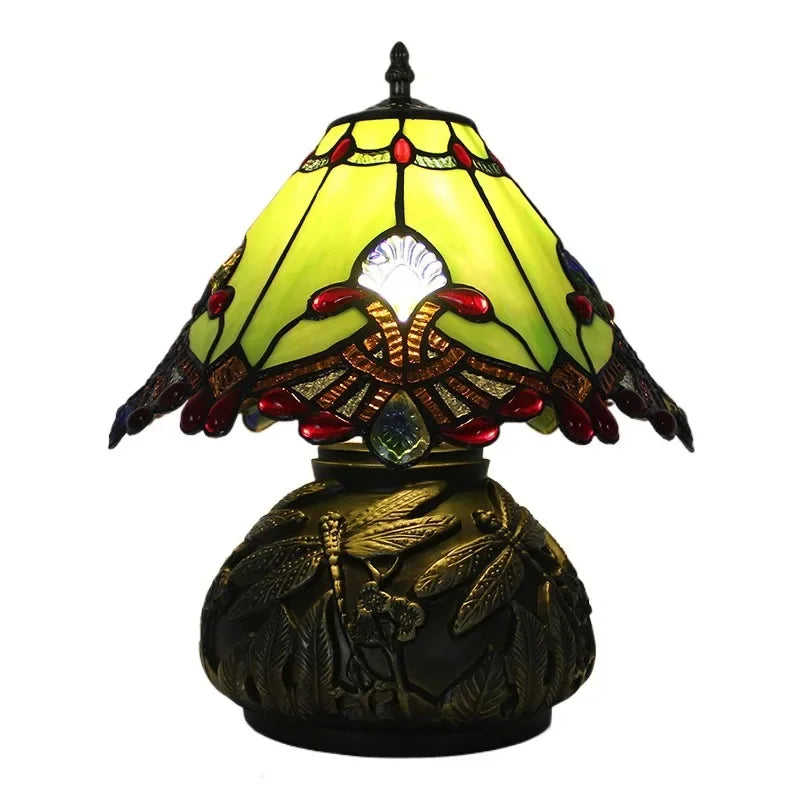 12inch Tiffany Stained Glass Pearl Hummingbird Lampshade Vintage Desk Lamp - CTL