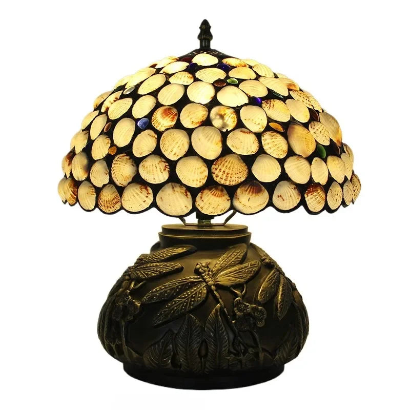 12inch Tiffany Stained Glass Pearl Hummingbird Lampshade Vintage Desk Lamp - CTL
