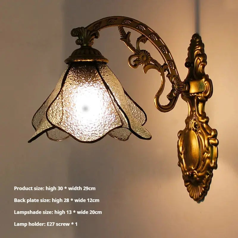 Small Tiffany Wall Lights Pastoral Floral Lampshade Handmade Vintage Sconce - CTL