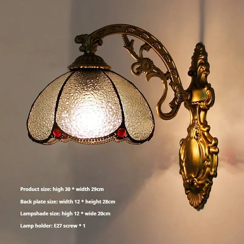 Small Tiffany Wall Lights Pastoral Floral Lampshade Handmade Vintage Sconce - CTL
