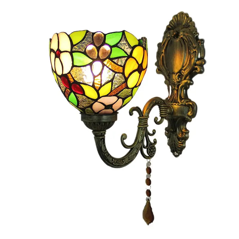 Small Vintage Grape Flower Lampshade Tiffany Glass Wall Sconces - CTL
