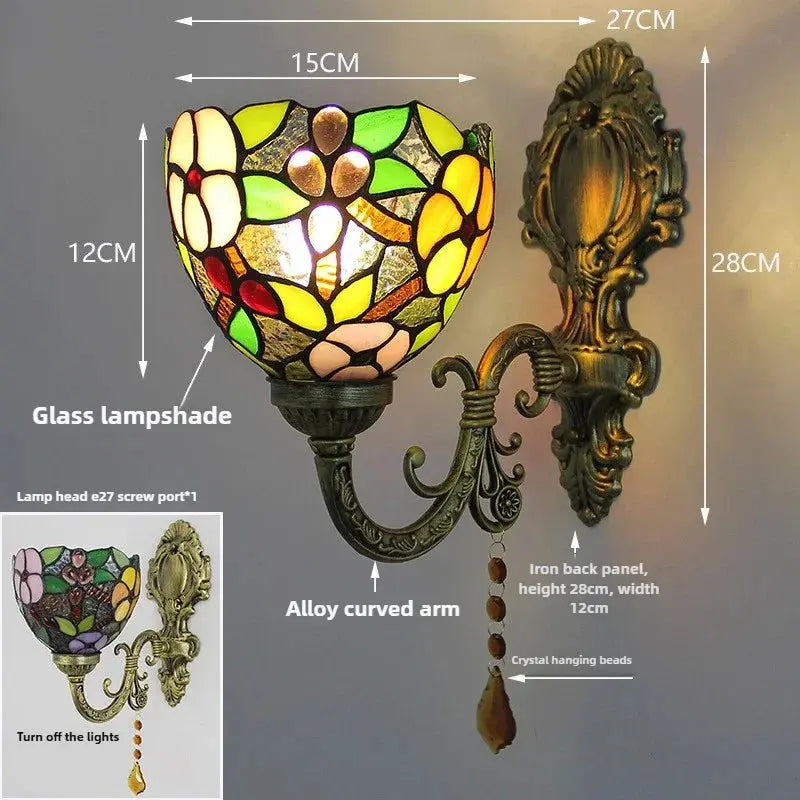 Small Vintage Grape Flower Lampshade Tiffany Glass Wall Sconces - CTL