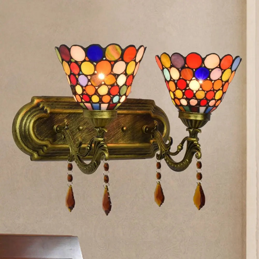 Tiffany Style Wall Sconce Bohemian Stained Glass Double Wall Lights - CTL