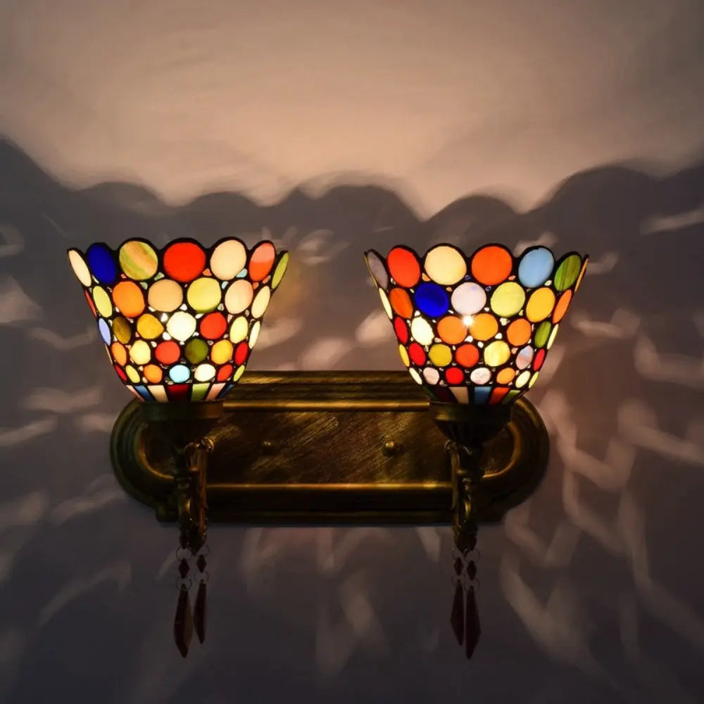 Tiffany Style Wall Sconce Bohemian Stained Glass Double Wall Lights - CTL