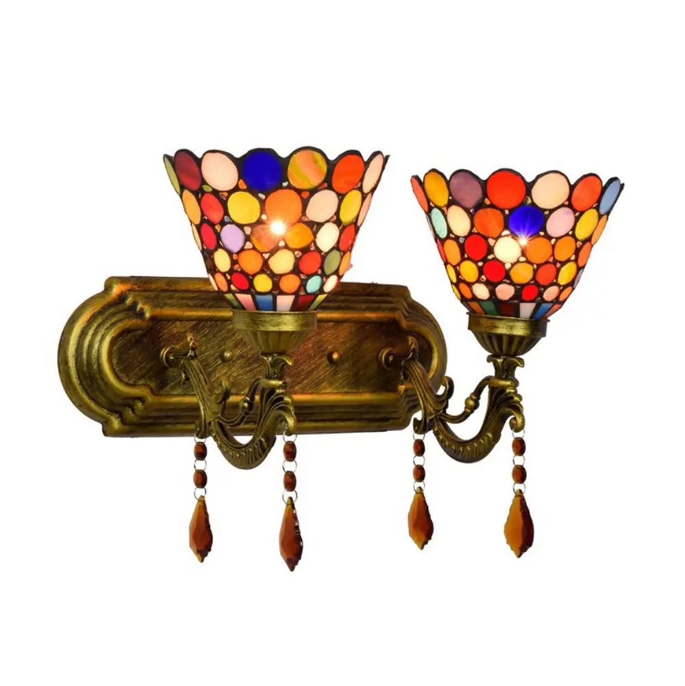 Tiffany Style Wall Sconce Bohemian Stained Glass Double Wall Lights - CTL