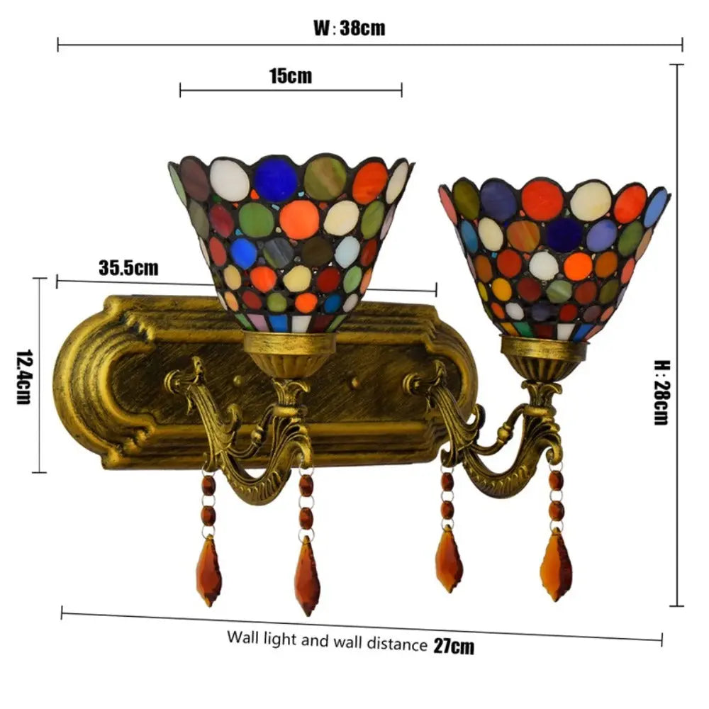 Tiffany Style Wall Sconce Bohemian Stained Glass Double Wall Lights - CTL