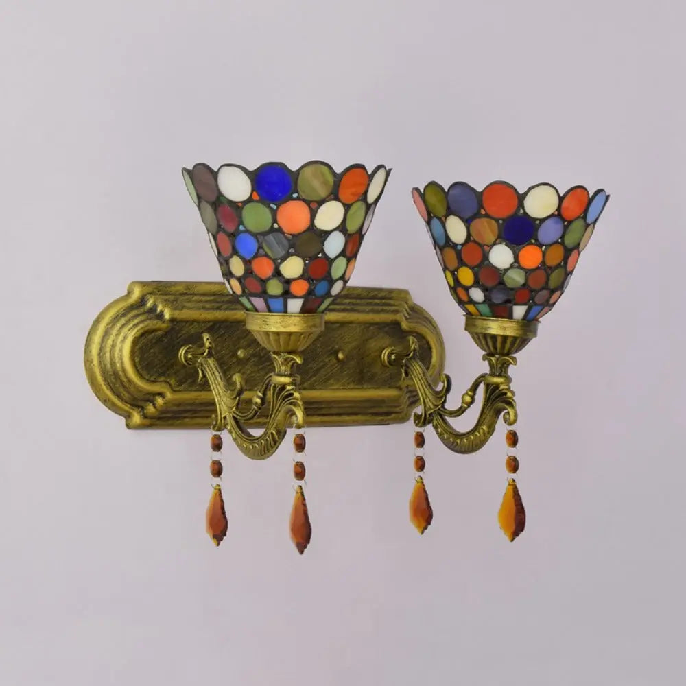 Tiffany Style Wall Sconce Bohemian Stained Glass Double Wall Lights - CTL