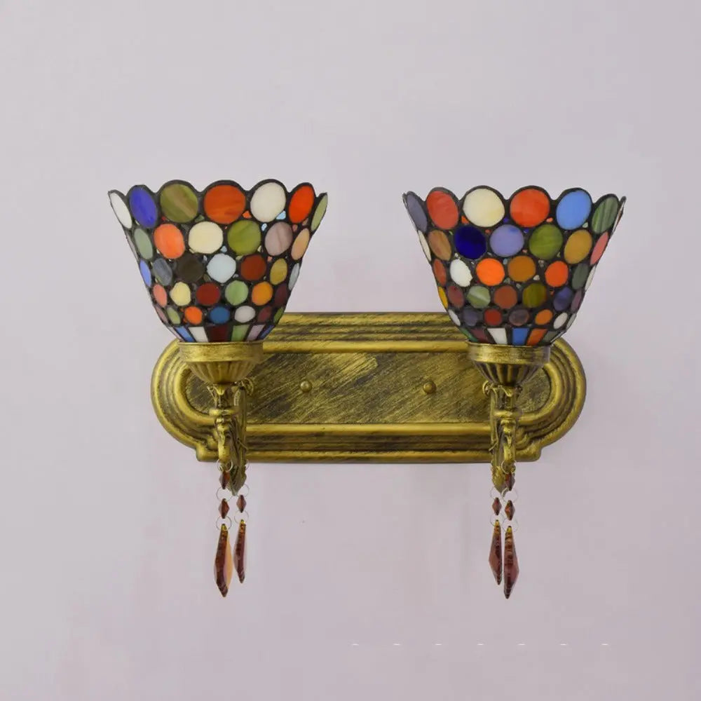 Tiffany Style Wall Sconce Bohemian Stained Glass Double Wall Lights - CTL